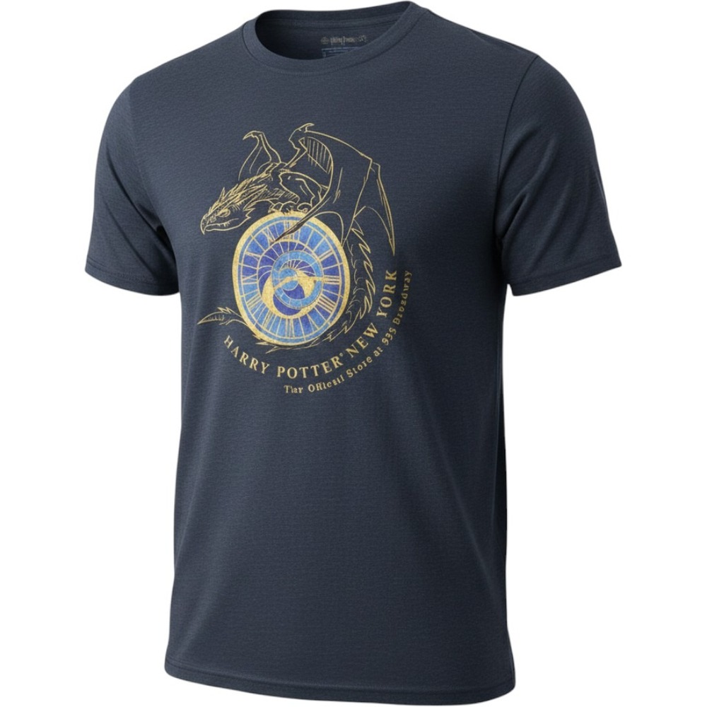 Harry Potter New York Official Store Dragon Graphic T-Shirt Navy Blue Large